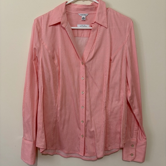 Calvin Klein Non-Iron Striped Blouse - Picture 1 of 3